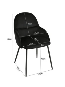 Goeurvant Elegant Curved-Back Upholstered Dining Chairs With Armrests And Metal Legs For Dining Room, Living Room, Office - Set Of 2 / Set Of 4 / Set Of 6 - Black - Black - View 11