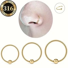 3 pièces (6/8/10 mm) Anneaux de nez en acier inoxydable minimalistes - Convient pour les piercings du cartilage, de l'hélix, du lobe, multiples et superposés. Idéal pour un port quotidien en toute saison - 3 pièces/ensemble - Voir 7
