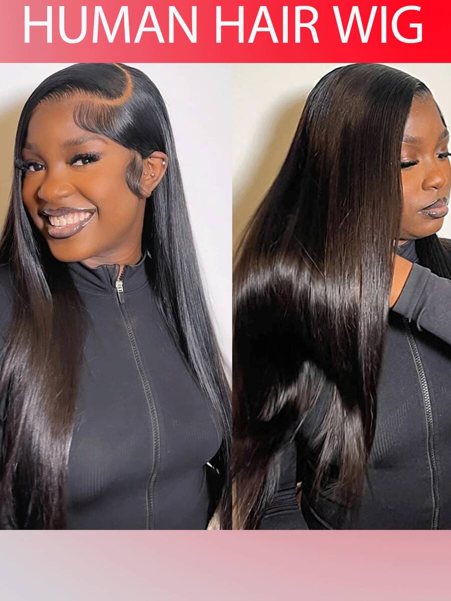 5x5 Lace Closure Glueless Human Hair Wig Straight Natural Black - Perfect For Office School Daily Party Events. Glueless Installation Easy To Wear For Beginner & Professional - Natural Black - 查看 1