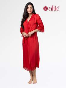KIT 2 WOMEN'S BRIDE ROBE LUXURY LACE ROBE HOBE - 紅色 - 查看 3