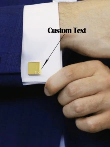 1 Pair Customized Engraved Shirt Cufflinks, Personalized Letter Cufflinks, Groomsmen Accessories, Wedding Gift, Valentine's Day Gift - Multicolor - View 2