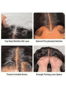 24 Inch Curly Wig Mixed Hair 13x4 Natural Hairline Jerry Curly Front Lace Wig 200% Density HD Lace Front Wig Human Blended Hair Pre-Plucking Long Wig Women Brazilian Hair Curly Natural Looking - Natural & Black - View 3