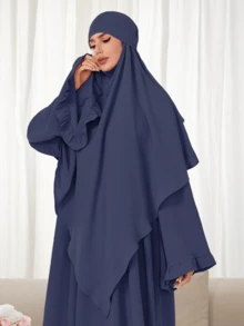 2pcs Set: Khimar Hijab Prayer Headscarf + Loose Comfortable Abaya Muslim Clothing, Suitable For Women's Daily Wear And Prayer, All Season - 彩色 - 查看 3