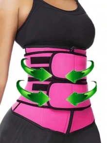1pc High Waist Full Coverage Fitness Belt, Fashionable & Energetic, Made Of Breathable Elastic Neoprene Rubber, Skin-Friendly, Sweat-Proof, With 3-Row Wide Hook And Loop & Hidden Zipper Dual Closure Design For Adjustable Fit - Multicolor - View 5