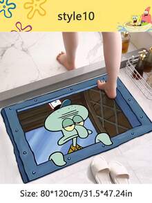 SPONGEBOB 1 pieza Alfombra de piso para sala de estar, dormitorio, mesita de café, sofá con diseño de Esponja Bob Esponja, lavable, la mejor decoración para fiestas y celebraciones con amigos, decoración perfecta para el hogar, regalo ideal para Año Nuevo - Multicolor - Ver 22