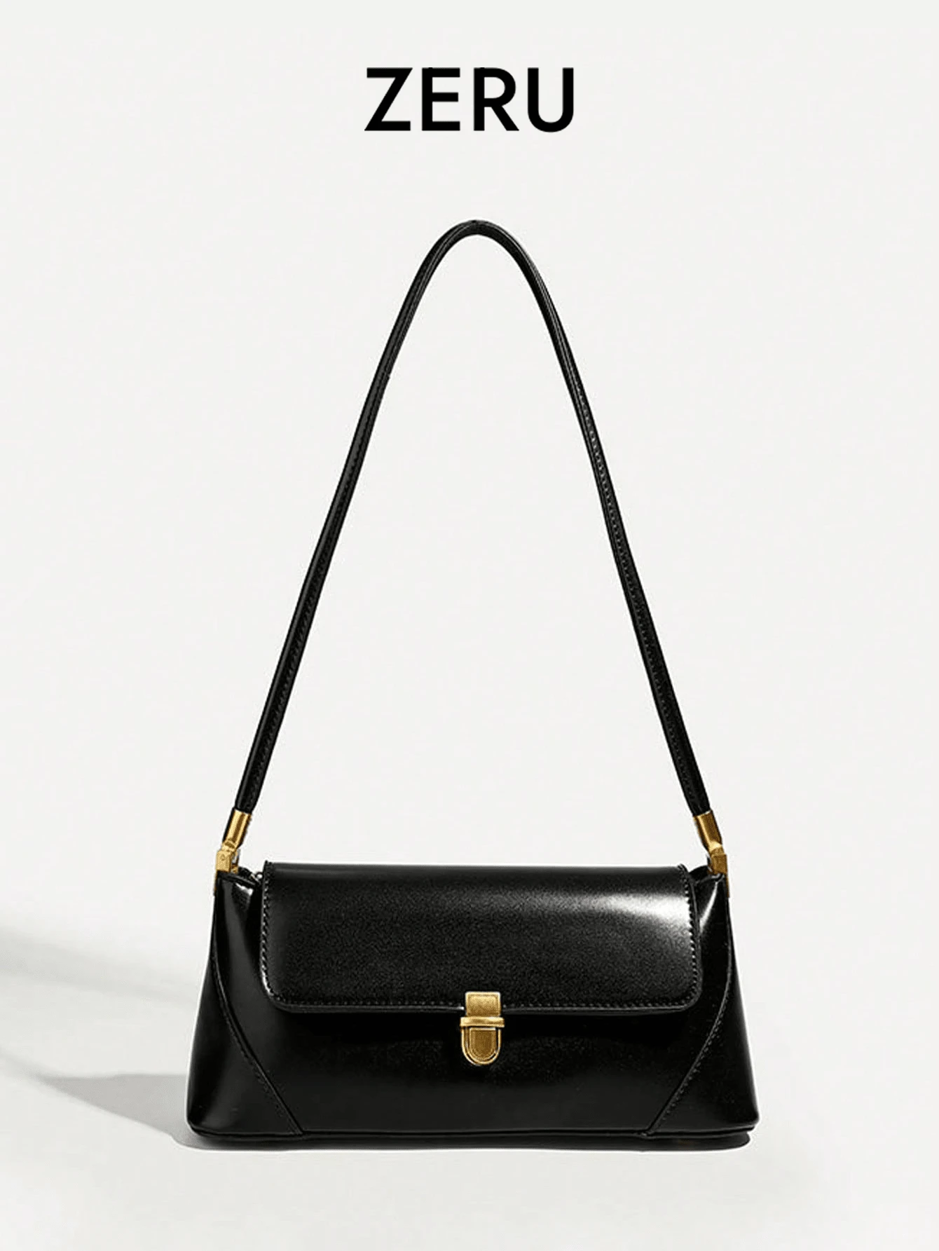 新款法式时尚女士腋下包，复古简约法棍包，高品质百搭女士单肩包 - 黑色 - 查看 1