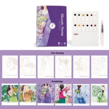 1 Stück kreatives Aquarellmalbuch für Erwachsene, Spaß Malbuch, Lässig Kritzelblock, geeignet als Geburtstags-, Feiertags-, Neujahrs-, Valentinstags- oder Ramadan-Geschenk (inklusive 1 Pinsel) - Verschiedenfarbig - Übersicht 15