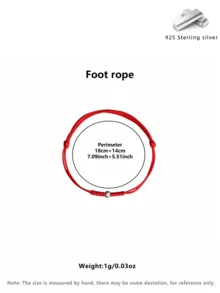 1pc S925 Sterling Silver Plated Platinum Lucky Bead Red Rope Braided Bracelet, Suitable For Girls Everyday Wear, Casual, Travel, Hypoallergenic, Comes With Elegant Gift Box, Ideal For Gifts, Holidays, Birthdays, Anniversaries