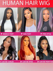 5x5 Lace Closure Glueless Human Hair Wig Straight Natural Black - Perfect For Office School Daily Party Events. Glueless Installation Easy To Wear For Beginner & Professional - Natural Black - 查看 8