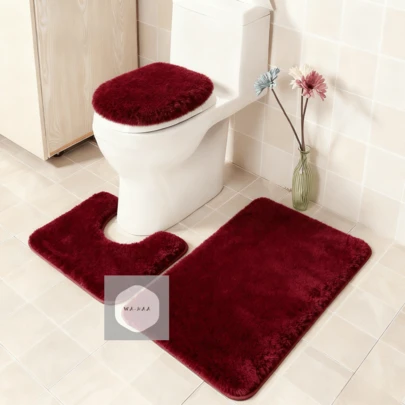 Juego de 3 piezas de alfombras de baño que incluye alfombra de baño, alfombra contorneada y tapa de inodoro, lavable a máquina, de microfibra súper suave y antideslizante con respaldo antideslizante, decoración de baño para el hogar , alfombra de piso