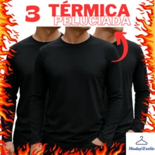 3 Blusa de Frio Masculina Segunda Pele Térmica Peluciada Forrada Flanelada de Manga Longa - 3 PRETA - Visão 1