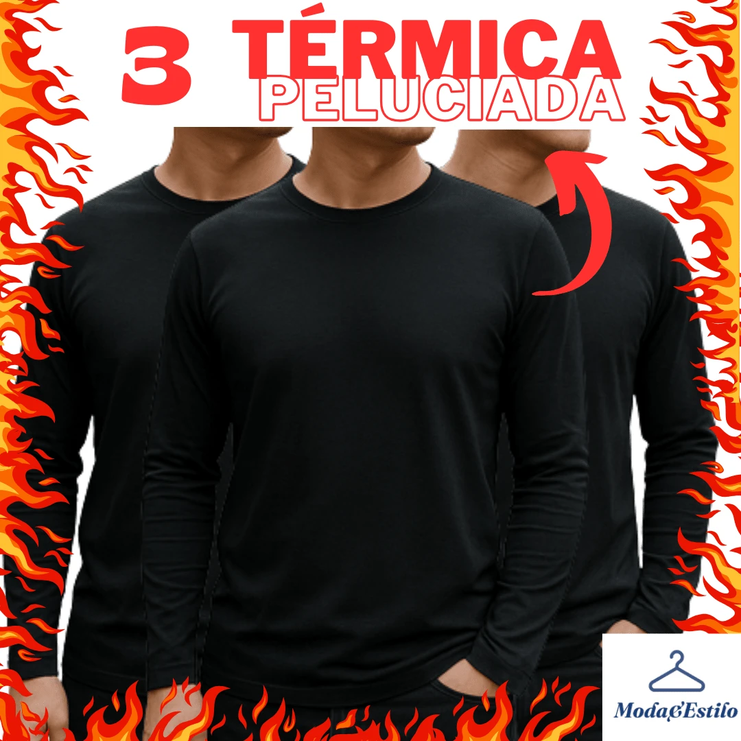 3 Blusa de Frio Masculina Segunda Pele Térmica Peluciada Forrada Flanelada de Manga Longa - 3 PRETA - Visão 1