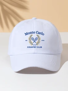 Unisex Tennis Letter Monte Carlo Print Sun Visor Cap, Adjustable Casual Baseball Cap, UV Protection Breathable Fashion Versatile For Daily Outdoor Wear, Summer