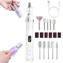 NEUZOJIT Professional Electric Nail Drill Machine Cordless Rechargeable With UV Light 3 Speed Gears For Acrylic Gel Nails Thick Toenails Home Salon Beginner Kit - Dụng cụ làm móng - Xem 15