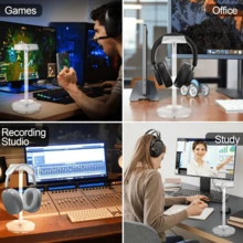 亚克力耳机展示架，耳机挂架，适用于游戏/办公空间，安装简便，兼容大多数耳机 - 無色 - 查看 8