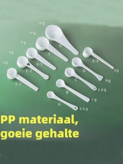 1/5 יחידות כפות מדידה מפלסטיק, בעלות עמידות בטמפרטורה גבוהה וניקוי קל, כפות כמותיות מרובות הילוכים בגודל 3 גרם, 5 גרם, 10 גרם, 15 גרם, מתאימות לצרכים שונים של מדידה. אפייה במטבח (שקילה מדויקת של קמח, סוכר ומרכיבים אחרים) תיבול/תוספות מזון משלימות