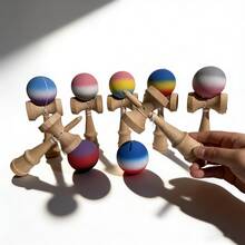 1pc Sports Equipment, Unisex Kendama Skill Ball | Colorful Cracked Wooden Balance Trainer, Outdoor Leisure Skill Development Set For All Ages - Multicolor - View 3