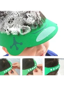 1个儿童卡通浴帽，柔软EVA材质，可调节防水洗发帽，便携式卡通图案沐浴帽，必备婴儿沐浴配件