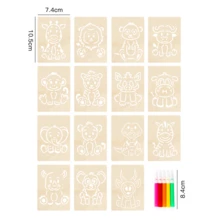 儿童木制镂空画板套装，适合男孩女孩绘画描摹，儿童圣诞节礼物和生日礼物 - 彩色 - 查看 3