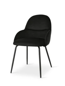 Goeurvant Elegant Curved-Back Upholstered Dining Chairs With Armrests And Metal Legs For Dining Room, Living Room, Office - Set Of 2 / Set Of 4 / Set Of 6 - Black - Black - View 8