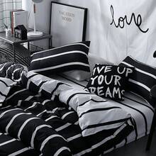 negro con blanco de rayas Colcha & Funda para almohada 3 piezas - Blanco y Negro - Ver 13