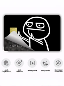 1pc Line Art Figure Credit Card Decorative Sticker, Funny Gag, Creative Personalized Ultra-Thin PVC Anti-Fingerprint Credit Card Protective Film, Anti-Scratch, Unisex, Suitable For Small Chip Cards, Bank Cards, Credit Cards, Transportation Cards, Student ID Cards And Other DIY Decoration