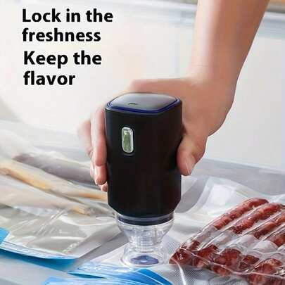 RAF Bärbar trådlös handhållen vakuumförslutare, lämplig för hemmakök och utomhuscamping. Vakuumförvaring för matkonservering, vakuummaskin, vakuumpåsar. En perfekt present till alla hjärtans dag och julhelgen.