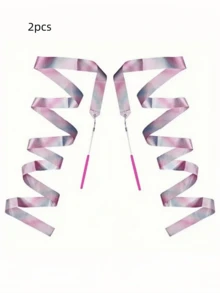 1pc/2pcs/5pcs Rhythmic Gymnastics Ribbon, 2m/4m/6m Dance Ribbon, Dance Performance Silk Ribbon, Glitter Dance Satin Ribbon With Rotating Baton