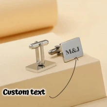 1 Pair Customized Engraved Shirt Cufflinks, Personalized Letter Cufflinks, Groomsmen Accessories, Wedding Gift, Valentine's Day Gift - Multicolor - View 5