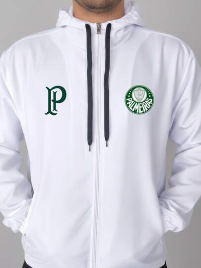 Jaqueta Corta Vento Leve e Confortável Branco Palmeiras Ideal Para Esportes e Academia