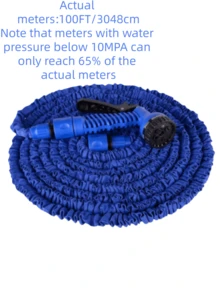 25/50/75/100ft Adjustable Water Hose With Green Nozzle - Durable Polyethylene Material, Multipurpose Garden Hose With Spray Gun, Suitable For Outdoor And Yard Use Year-Round, US Standard Connector, Expandable Hose For Watering And Cleaning, Adjustable Water Spray Patterns