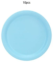 10 piezas/40 piezas/80 piezas Platos de papel azul degradado de 7 pulgadas y 9 pulgadas, platos desechables redondos para postre, platos para cena, platos de fiesta azul polvoriento para fiesta de océano, decoración de mesa de invierno, cumpleaños, boda, baby shower, vajilla de fiesta, suministros de picnic, uso diario familiar - Multicolor - Ver 7