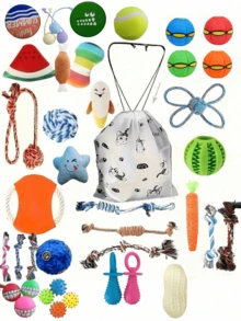 10pcs Pet Chew Toys, Dog Balls Chew Toys, Plush Sound Effect Toys, Puppy Biting Toys, Realistic Plush Toys, Snack Dispensers, Dental Cleaning, Unique Shape Pet Toys, Relaxation & Interactive Fun Toys, Suitable For Small, Medium & Large Dogs Indoor/Outdoor Play, Easy Storage, Random Style & Color - Multicolor - View 4