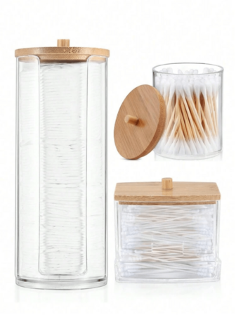 Wooden Lid Sign Box Bamboo Lid Cosmetic Box Storage Box Cosmetic Organizer Box Ornament Transparent Makeup Removal Box