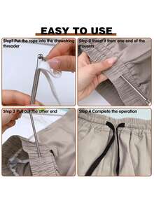 3PCS Pant Drawstring Tool - Effortless Spring Auxiliary Weaving Tool - Multi Purpose For Sewing, Rope, Elasticity, And Belts - Flexible Design Home Sewing Assistant Tool - Silver - View 2