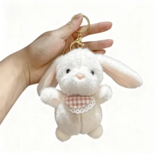 PlushFable 13cm/5.12in  Bunny Keychain Plush Christmas Stocking Stuffer Soft Keyring Toy For Girls Anxiety Relief Cute Bag Charm Gift,Valentine's Day,Stuffed Animal,Toys - Trắng - (1 cái) bao gồm một móc khóa - Xem 13