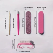 5pcs/Pack Manicure & Pedicure Set, Mini Nail File And Orange Wood Stick Set, Double-Sided Disposable Nail File, Wooden Cuticle Pusher, Nail Cleaning Tools, Nail Stick, Nail Art Pen - Multicolor - View 4