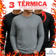 3 Blusa de Frio Masculina Segunda Pele Térmica Peluciada Forrada Flanelada de Manga Longa - 3 PRETA - Visão 10