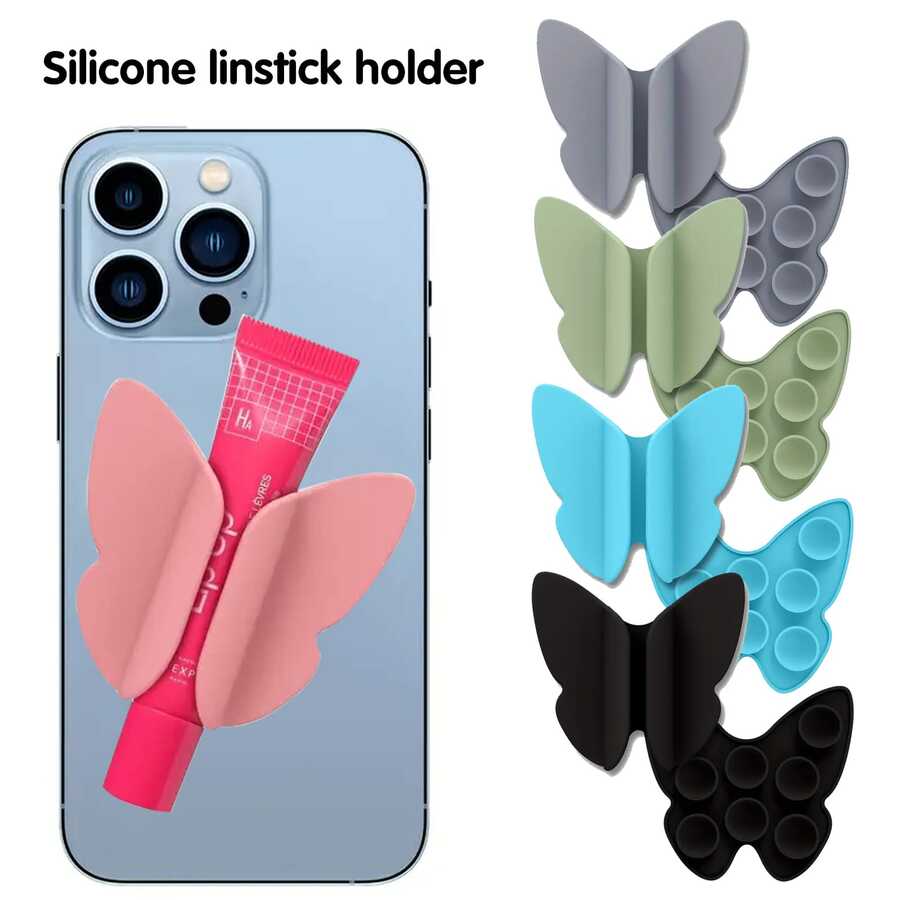 1 pieza Estuche de teléfono con brillo de labios, Estuche de teléfono con soporte para lápiz labial - Brillo de labios rosa y almacenamiento de lápiz labial, Accesorio de estuche de teléfono magnético portátil con soporte para lápiz labial, compatible con teléfonos inteligentes. - Multicolor - Ver 1