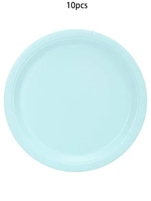 10 piezas/40 piezas/80 piezas Platos de papel azul degradado de 7 pulgadas y 9 pulgadas, platos desechables redondos para postre, platos para cena, platos de fiesta azul polvoriento para fiesta de océano, decoración de mesa de invierno, cumpleaños, boda, baby shower, vajilla de fiesta, suministros de picnic, uso diario familiar - Multicolor - Ver 8