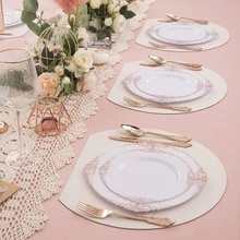 20pcs White And Rose Gold Salad Plates - Heavy Duty Gold Premium Dinnerware Set Includes 10pcs 7.5-Inch Dessert Plates, 10pcs 10.25-Inch Wedding And Thanksgiving Party Dinner Plates - Rose Gold - View 3