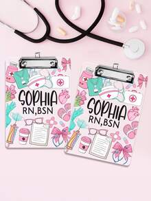 1pc Custom Nurse Clipboard With Name And Degree, RN BSN Personalized Medical Clipboard, Cute Nurse Graduation Gift, Nurse Practitioner Accessory,Back To School Gift - Multicolor - View 3