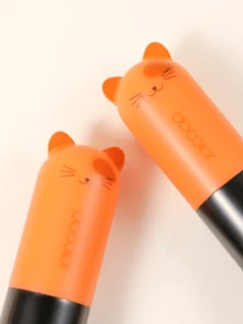 DU care Cute Animal Face Makeup Brush Portable Foundation Brush Loose Powder Brush Blush Brush Contour Brush Highlight Fan Brush Makeup Tools - Orange - View 5