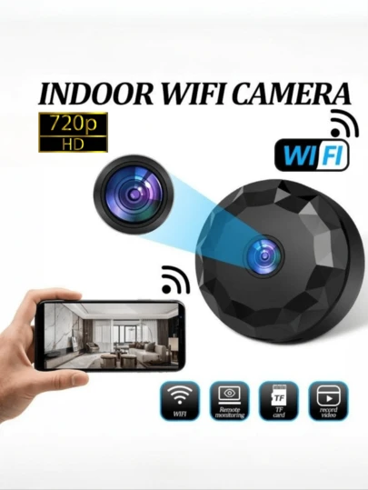 Mini WIFI Camera, 1080P HD Smart Security Camera, Wireless Home Camera, Outdoor Sports Camera, Portable Camera With AP Hotspot/WIFI Hotspot, 145° Wide Angle, Motion Detection Alarm, Night Vision, 360° Rotatable Bracket, Diamond-Shaped Design, Android/IOS APP Control, 150mAh Battery For 30-40 Mins Recording, 5㎡ Recording Range, TF Card Storage, 720P HD Resolution, Perfect Gift For Christmas And New Year