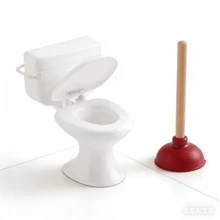 1/6 And 1/12 Scale Creative Toilet Plunger Toilet Desktop Decor, Dollhouse Bathroom Scene Accessories, Mini Home Decor, DIY Landscape Decoration Props, Cake Decorations - Multicolor - View 14