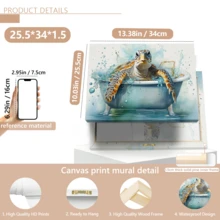 1 Stück modernes Wandkunstposter, Schildkröte Badezimmer Leinwandkunstdruck, lustige Schildkröte in der Badewanne Leinwandmalerei Poster, Meerestier in Aquarell, gerahmt oder ungerahmt, Raumdekoration, Heimdekoration, Studentenwohnheim Apartment Dekoration, Geschenke für Wanddekoration in Hotel, Zuhause, Wohnzimmer, Schlafzimmer, Badezimmer und Büro