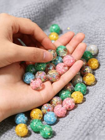 Cuentas espaciadoras de resina con lentejuelas redondas de 16 mm con forma de corazón transparente para manualidades DIY, cadenas de bolígrafos, pulseras, collares, accesorios de joyería, cuentas sueltas