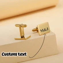 1 Pair Customized Engraved Shirt Cufflinks, Personalized Letter Cufflinks, Groomsmen Accessories, Wedding Gift, Valentine's Day Gift - Multicolor - View 6