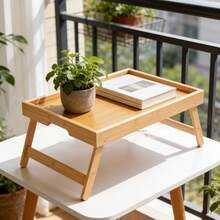 1 pièce Plateau de lit en bambou avec pieds pliables, bureau pour ordinateur portable 30*40cm, convient pour la cuisine, le canapé ou l'espace de travail, idéal pour les cadeaux de remise des diplômes, les présents de pendaison de crémaillère - Multicolore - Voir 6
