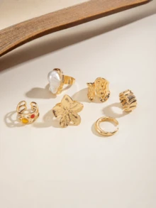 1 Set Adjustable Multi-Joint Rings, Butterfly, Heart, Diamond Rings Gift Set For Teenage Girls - one-size - View 7